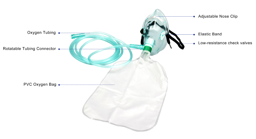قناع الأكسجين مع أكياس الخزان